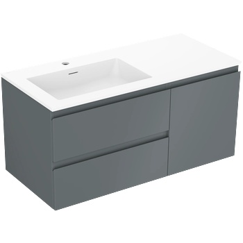 Mexen Orio шкаф за баня 100 см с мивка Otis лява, 2S, 1D, графит мат/бяло мат - 91A13-10047-3-BBFFF66-W18L01 (91A13-10047-3-BBFFF66-W18L01)
