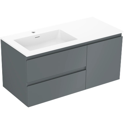 Mexen Orio шкаф за баня 100 см с мивка Otis лява, 2S, 1D, графит мат/бяло мат - 91A13-10047-3-BBFFF66-W18L01 (91A13-10047-3-BBFFF66-W18L01)