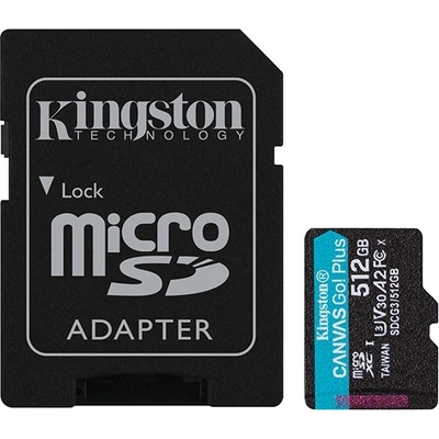 Micro SDXC 512GB V30+SD Adapter, Kingston Go! Plus (SDCG4/512GB)