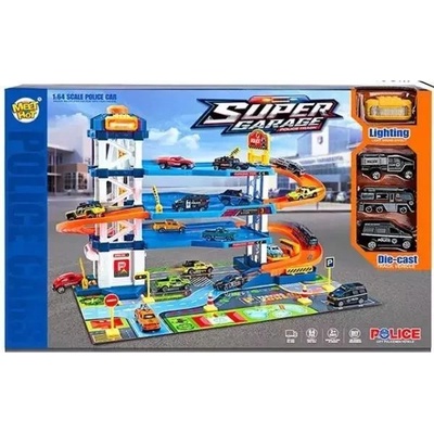 Man Yuk Toys Полицейски паркинг комплект играчка с 4 етажа - 64 части (mh-161)