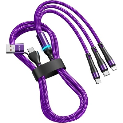 Enkay 73170 6v1 USB / USB Typ-C na Lightning / micro USB / USB Typ-C, 1,3m, fialový