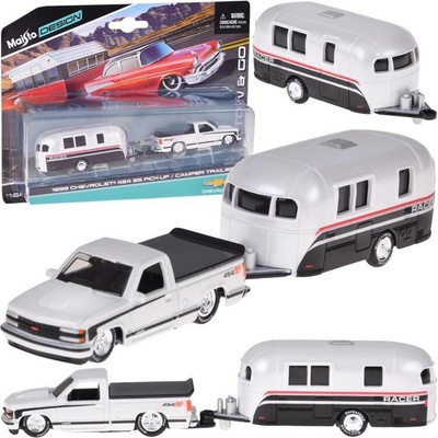 Kovový model Maisto Chevrolet 454 SS Pick-up 1993 + karavan 1:64