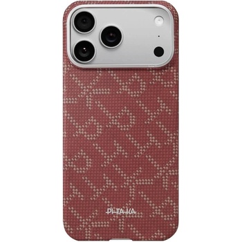 PITAKA Кевларен кейс с MagSafe за iPhone 17 Pro Max - Pitaka Monogram PitaTap Aramid Ultra Slim MagSafe Case (червен) (KI1702PTKP)