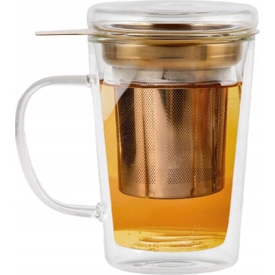 Vialli Design Sklenice s dvojitou stěnou a sítkem na čaj Amo 300 ml