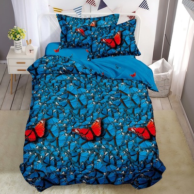 EmonaMall Двулицево спално бельо (размер за приста) EmonaMall, 4 части - Модел S18684 (S18684-66666m)