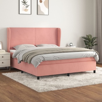 vidaXL Боксспринг легло с матрак, розово, 180x200 см, кадифе (3129110)