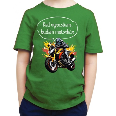 Fajntričko Kids detské tričko Keď vyrastiem, budem motorkár zelená