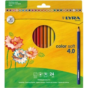 LYRA Цветни моливи LYRA Color Soft 4.0 екстра меки ярки меки цветове 24 броя 2421240 (2421240)