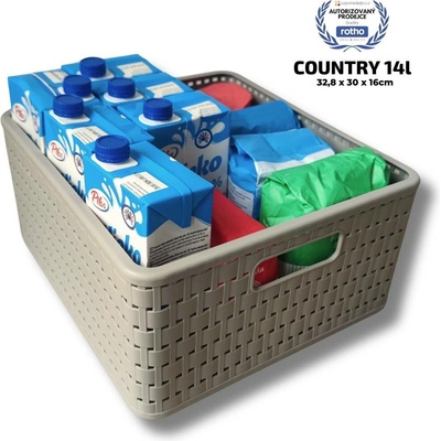 Rotho úložný box Country čtvercový 14L cappuccino
