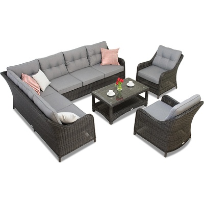 Garden Point Техноратанов комплект с ъглов диван Toledo Corner 7 антрацит Garden Point (GAP132-COR7)