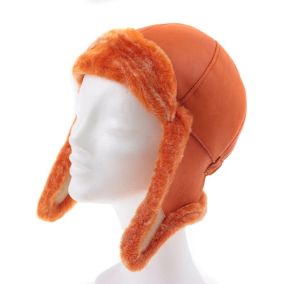 Splus Dětská kožešinová ušanka z ovčiny DU08 oranžový napalan