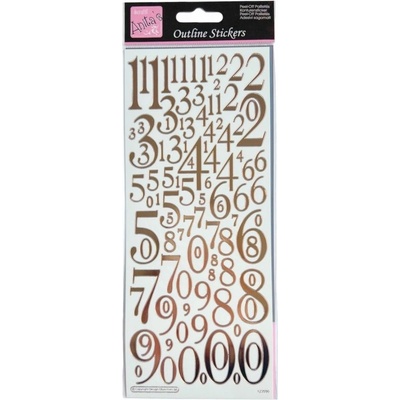 WEST DESIGN Samolepky kontury metalické bronzové 10x23cm Mix čísel