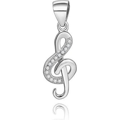 Beneto Stříbrný přívěsek se zirkony Houslový klíč AGH591