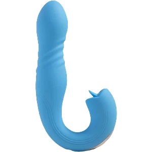HoneyPlayBox JOI THRUST 2 Pressure Sensing App Controlled Thrusting G-spot Vibrator & Tongue Clit Licker Blue