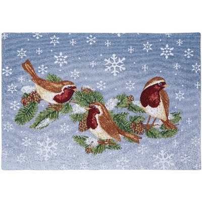 SCANquilt prostírání motiv Ptáčci šišky modrohnědá prostírání 30x45cm