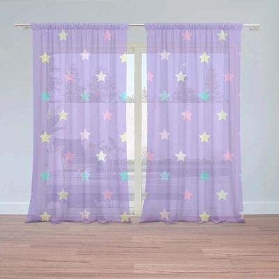 Sablio Záclony Hviezdy na fialovej: 2ks 150x250cm