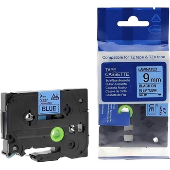 HARAHU Съвместима лента Brother TZe - 521 / TZ - 521 - 9mm x 8m - черен печат / син фон KP36512 (TZ-521)