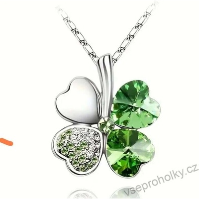 Sisi Jewelry Náhrdelník Swarovski Elements Čtyřlístek pro štěstí - zelený NH1040-N9554-3 Zelená – Zbozi.Blesk.cz