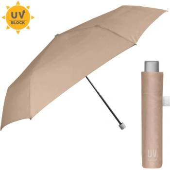 Дамски неавтоматичен чадър Extra Slim чадър с UV50 защита Perletti Time 26409, Бежов