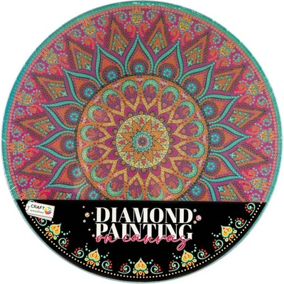 SMT Creatoys Kreativní sada diamantové malování mandala - květina zelená na kulatém plátně 30cm