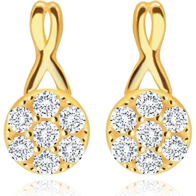 Šperky Eshop diamantové ve žlutém zlatě kruh vykládaný čirými brilianty ve tvaru květu BT506.52