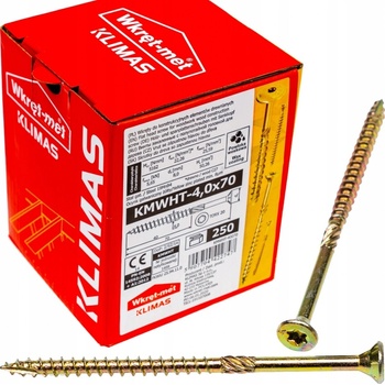 Klimas Wkret-Met TX 4x70mm - 200 ks - Skrutky / Vruty do dreva so zapustenou hlavou, WKCS