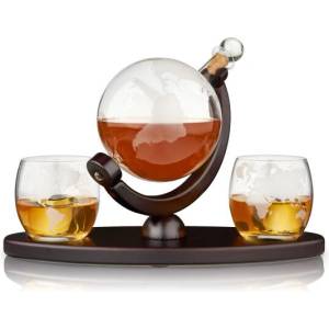 TRUEBRANDS Viski Луксозен комплект за уиски с бутилка и 2 бр. чаши globe (viski-5401)