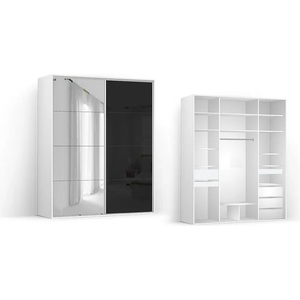 BRW Гардероб FLEX 200.7 / 66 / 240 см огледало / черен гланц (15/200-66-240/white/lustro-black/flex/brw)