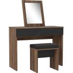 FORTE Тоалетка JUNO + табуретка 45x29, 6 cm кафява/черна (FR0050)