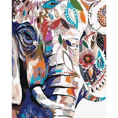 zuty malování podle čísel Květinový slon 80 x 100 cm bez rámu a bez vypnutí plátna