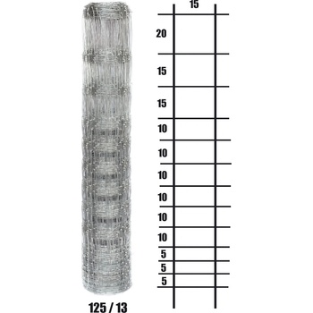 Ovčí uzlíkové pletivo výška 125 cm, 1,6/2,0 mm, 13 drátů