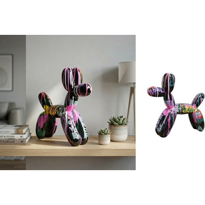 Pop art socha balonového psa - abstraktní barevná dekorace - 41 cm