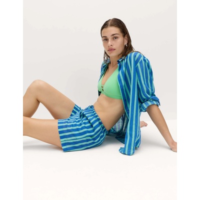 Marks & Spencer Плажни шорти от чиста памук с райета Marks & Spencer синя Marks & Spencer | Sin | ЖЕНИ | 8