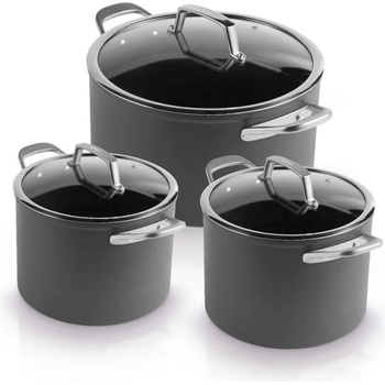 Ninja Комплект тенджери Ninja ZeroStick C33300DE, 6 части, До 260°C, Незалепващо покритие, Без PFAS, Стъклен капак, Индукция, Черен (C33300DE)