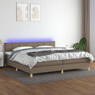 Petrashop 3133745 Boxspring postel s matrací a LED taupe textil Hnědošedá