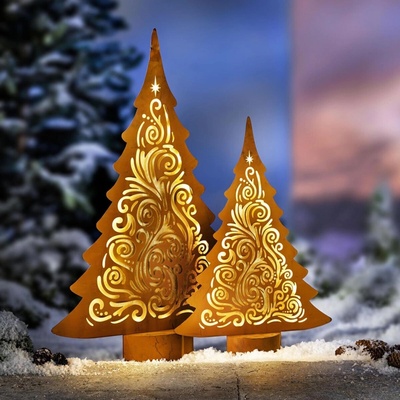 Weltbild Kovová dekorácia LED Jedľa Ornament, sada 2 ks