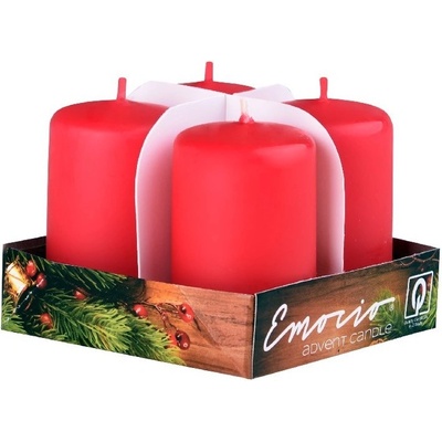 Emocio adventní válce 4ks 38x60 červené