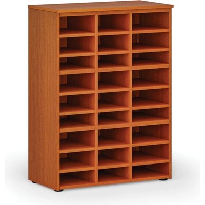 PRIMO Třídící regál WOOD, 800 x 420 x 1087 mm, 27 přihrádek, třešeň