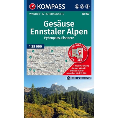 Gesäuse, Ennstaler Alpen, Pyhrn, Eisenerz (Kompass - 69) - turistická mapa
