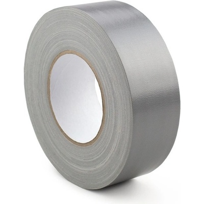 Hladká textilní páska WT-5561 – textil potažený PE, stříbrna, 50 mm × 50 m