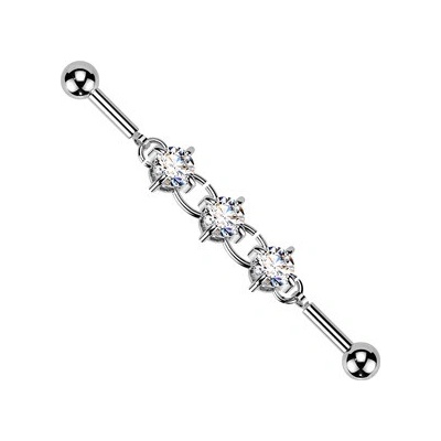 Šperky4U Industrial piercing se zirkony ID01045
