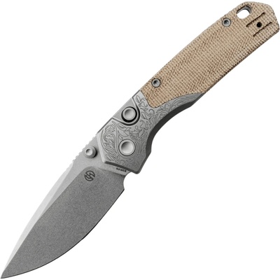 Vosteed Psyop 299 S35VN Stonewash, Natural Norplex UltreX Micarta Top Liner Lock A2232