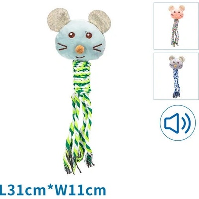 Nobleza plyšová hračka Myš s lanom 31 cm zelená