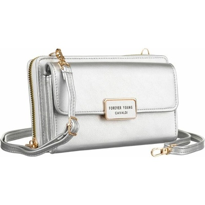 Mini crossbody na mobil a peňaženka v jednom strieborná