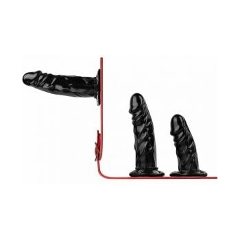 EasyToys Fetish Collection Triple Harness System Adjustable Black/Red 54-106cm