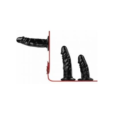 EasyToys Fetish Collection Triple Harness System Adjustable Black/Red 54-106cm