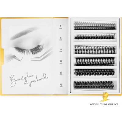 Luxury Lashes 5D Řasy Premium LINE v hotovém vějířku 1 000 ks Zakřivení umělých řas: D, Délka umělých řas: Mix délek 8-13 mm, Tloušťka řas: 007