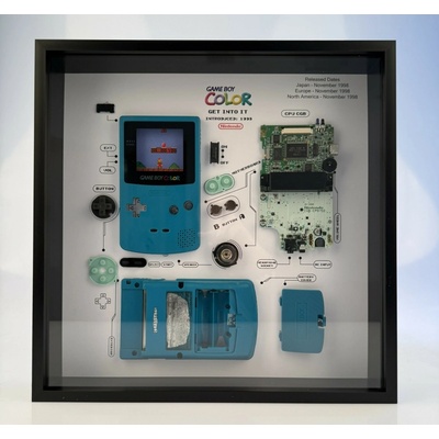 Nintendo Gameboy Color, rámeček s rozebranou retro konzolí