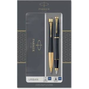 Parker Комплект писалка и химикалка Parker Urban Black GT, син цвят на писане, черен (2093381)