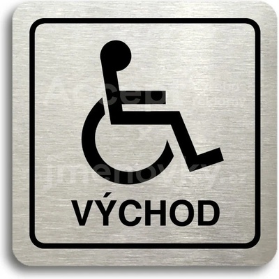 ACCEPT Piktogram východ pro invalidy - stříbrná tabulka - černý tisk